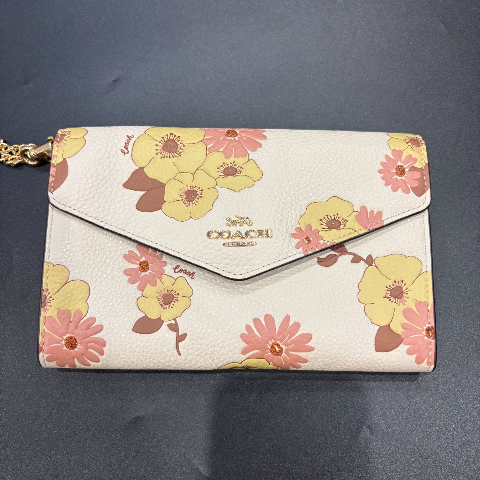 コーチ 花柄 チェーンウォレット
