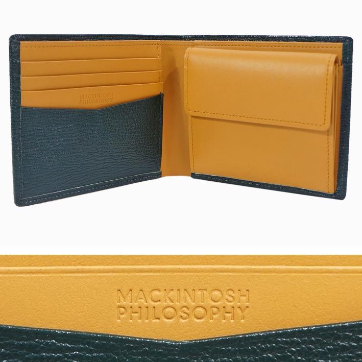 マッキントッシュフィロソフィー 牛革 二つ折り財布 ロイヤル メンズ グリーン 緑 定価20 900円 レザー プレゼント ギフト 無料ラッピング