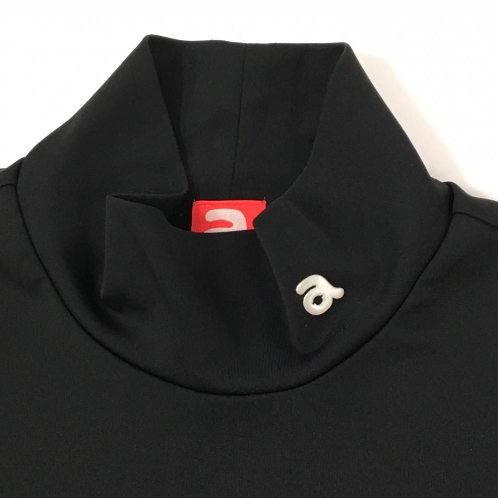 美品】アルチビオ 長袖ハイネックシャツ 黒 袖ロゴシルバー レディース