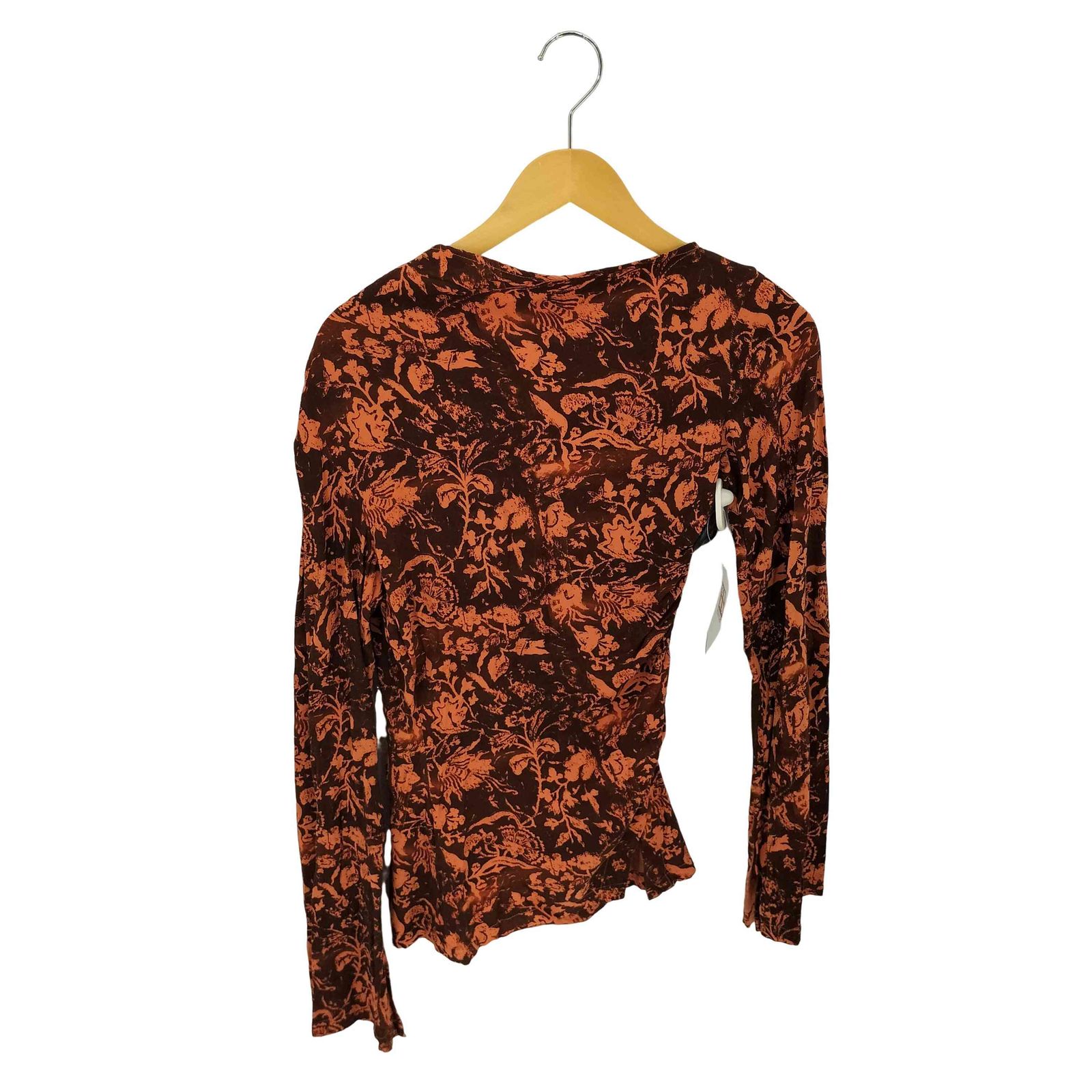 ユーズドフルギ 古着 jade cropper フラワープリント バックオープン アシンメトリー L S ブラウス レディース JPN XS