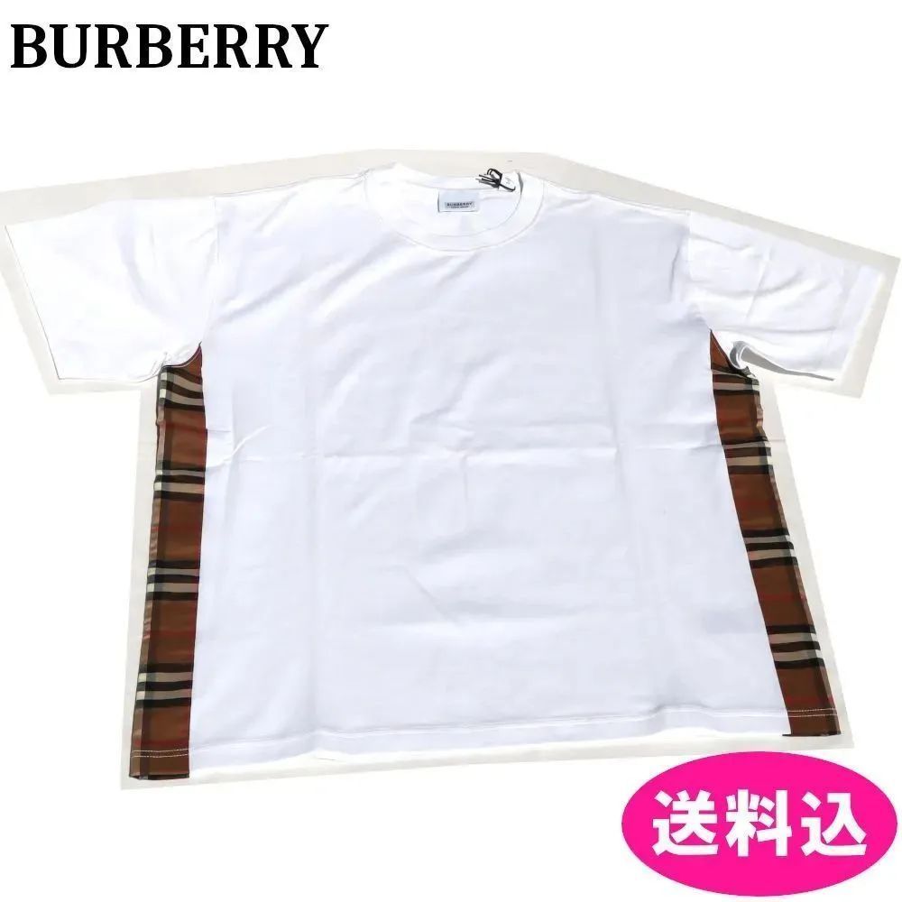 BURBERRY バーバリー Tシャツ サイドチェック オーバーサイズ 半袖 ホワイト XS