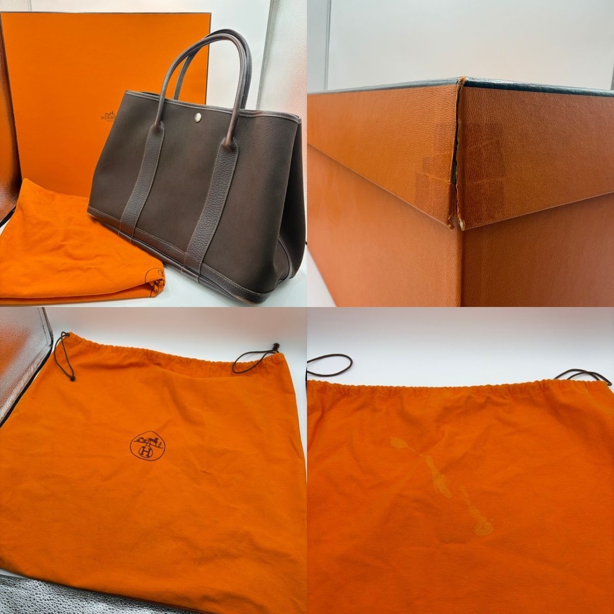  HERMES エルメス ガーデンパーティPM H刻印 トートバッグ ハンドバッグ キャンバス×レザー 質屋 リサイクルマー トートバッグ バッグ