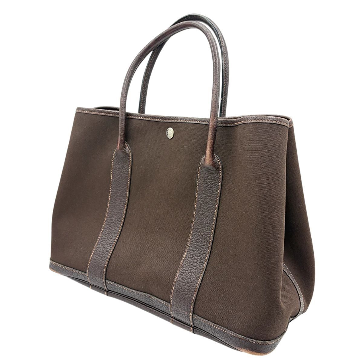 HERMES エルメス ガーデンパーティPM H刻印 トートバッグ ハンドバッグ キャンバス レザー 質屋 リサイクルマー