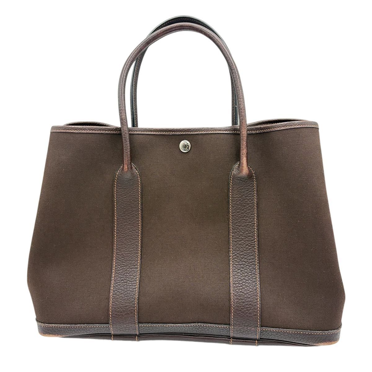 HERMES エルメス ガーデンパーティPM H刻印 トートバッグ ハンドバッグ キャンバス×レザー 質屋 リサイクルマー