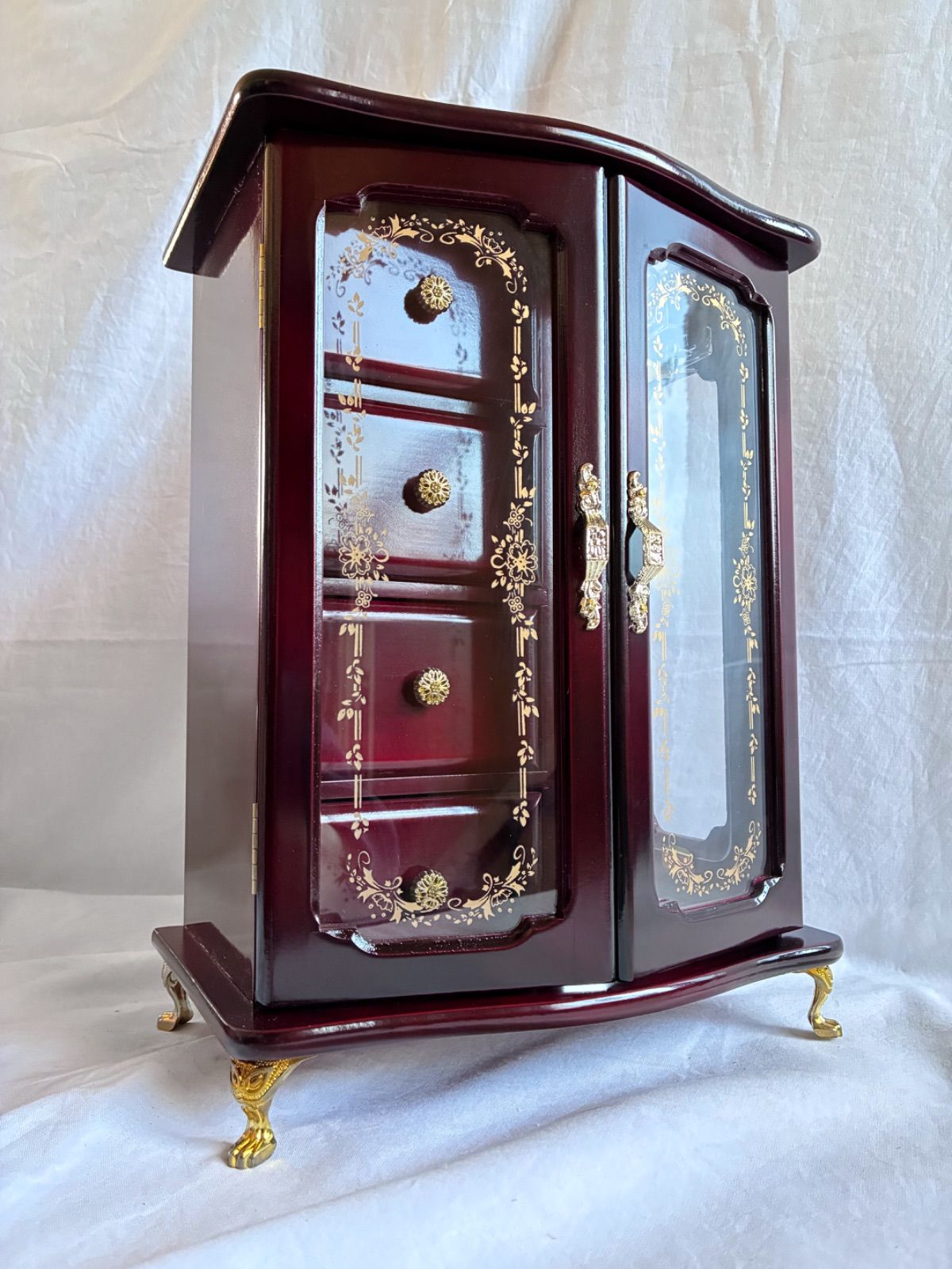 昭和レトロ オルゴール付きジュエリーボックス 木製 アクセサリーケース 小物入れ 昭和レトロ】オルゴール付き ジュエリーボックス アクセサリーケース