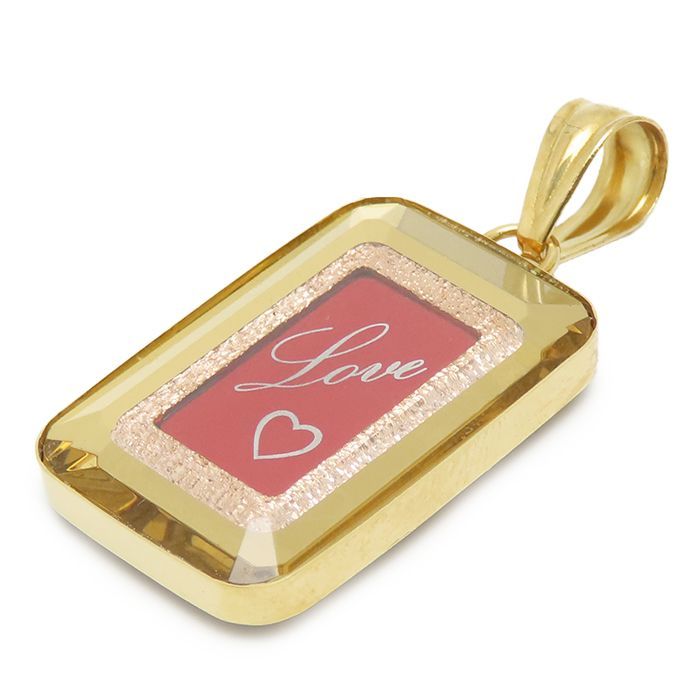 愛 モチーフ ガラス付 ペンダントトップ K18 イエローゴールド 8.0g 18