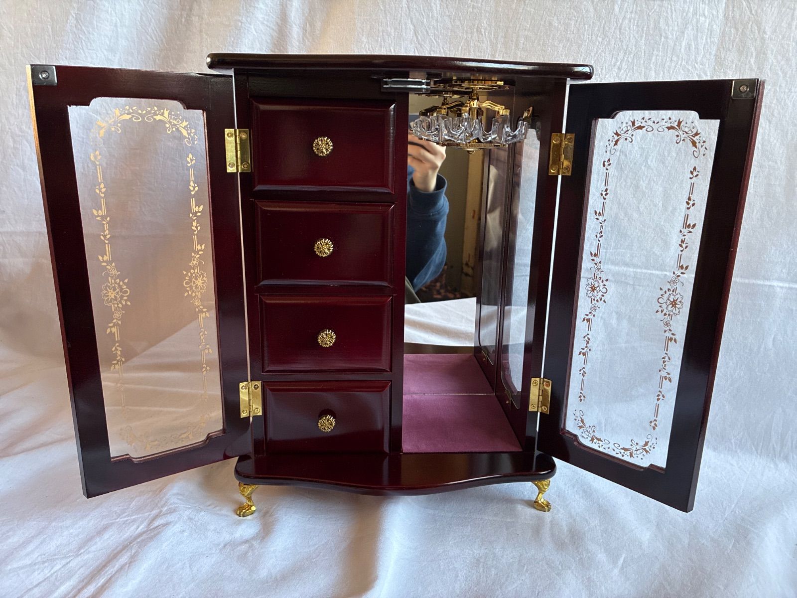 昭和レトロ】オルゴール付き ジュエリーボックス アクセサリーケース 昭和レトロ】オルゴール付き ジュエリーボックス アクセサリーケース