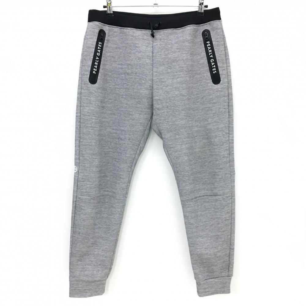 パーリーゲイツ ジョガーパンツ 杢グレー×黒 ジップロゴ ウエスト