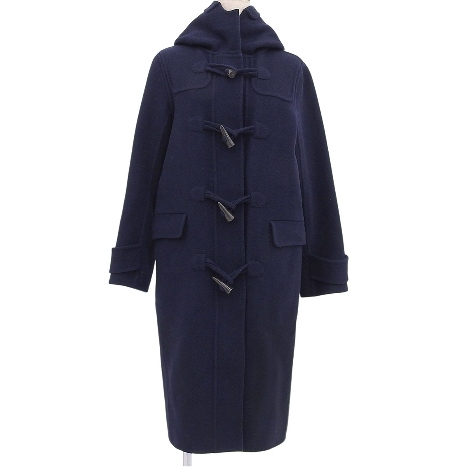 Mackintosh マッキントッシュ ロゴトグルボタン フード付き メルトン生地 ダッフルコート ネイビー 34 イタリア製 レディース