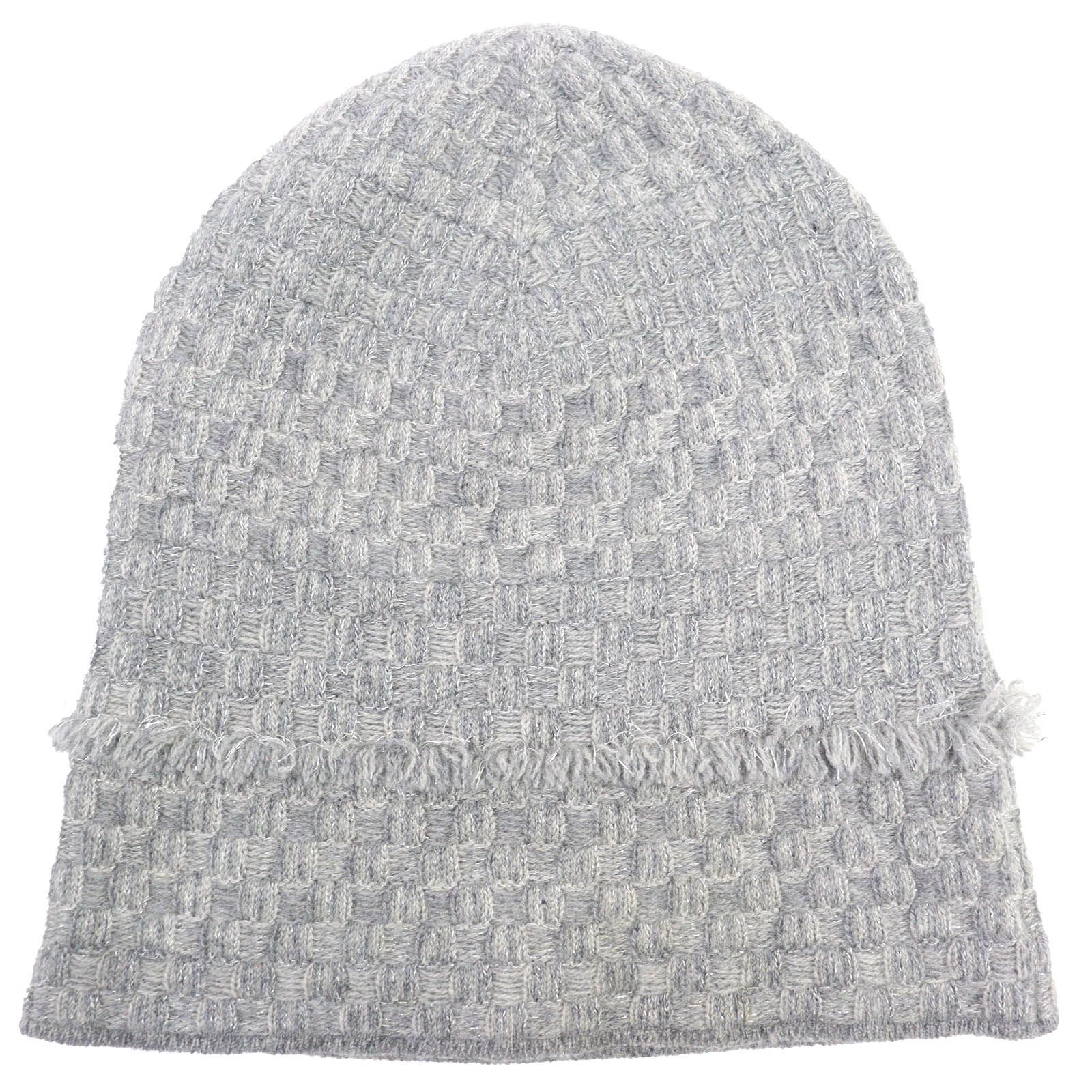 希少 CHANEL ニット ビーニー カシミヤ ココマーク グレー ロゴプレート 美品△CHANEL シャネル 16B カシミヤ ココマーク フリンジデザイン