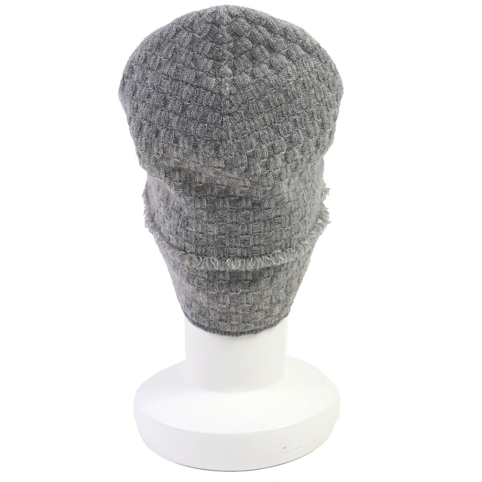 希少 CHANEL ニット ビーニー カシミヤ ココマーク グレー ロゴプレート 美品△CHANEL シャネル 16B カシミヤ ココマーク フリンジデザイン