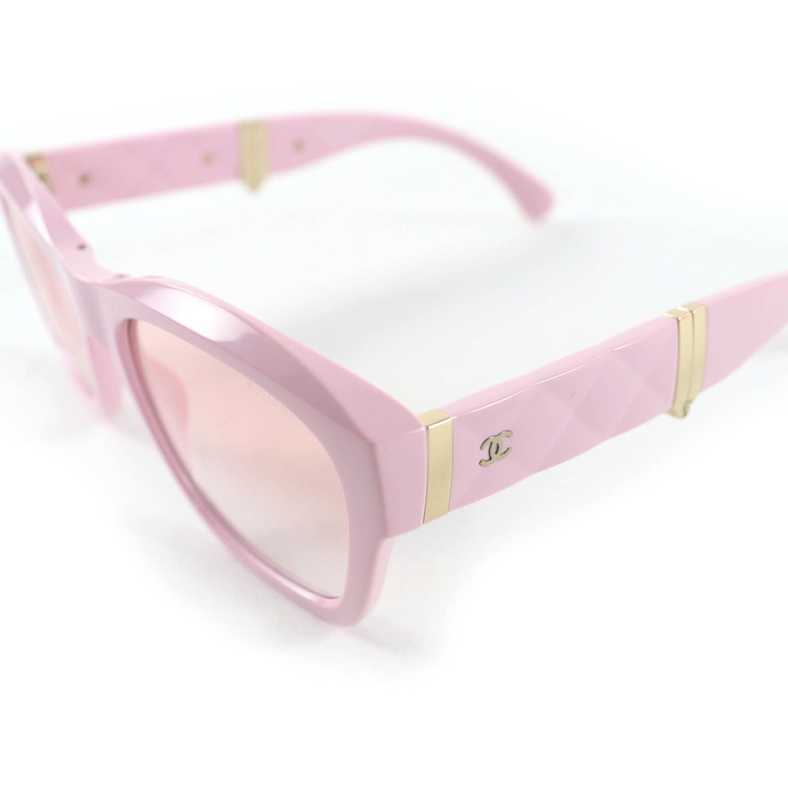 セールChanel ゴールド ラインストーン付 ブラウン スクエアサングラス