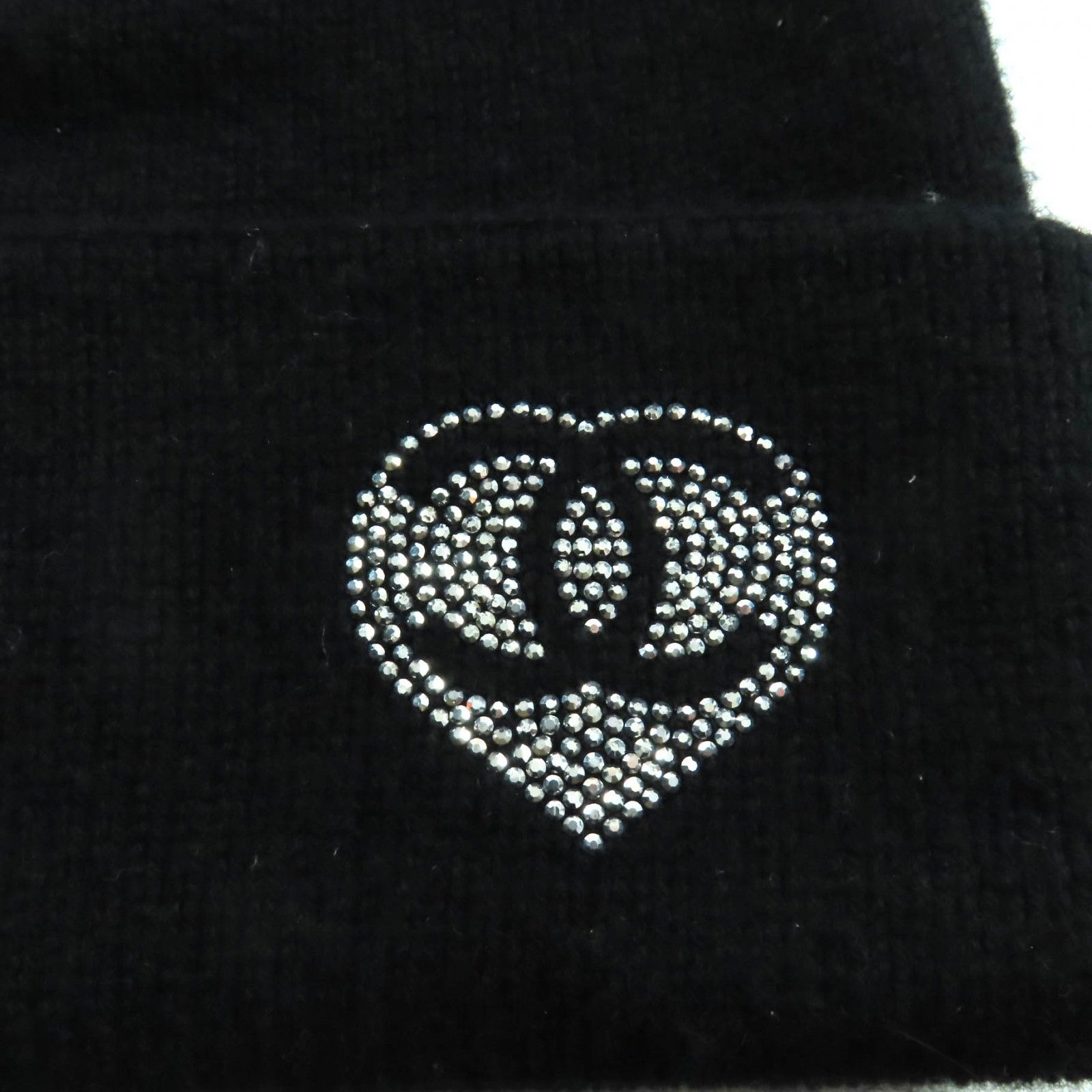 極美品☆CHANEL シャネル カシミヤ100％ ココマーク ラインストーン付