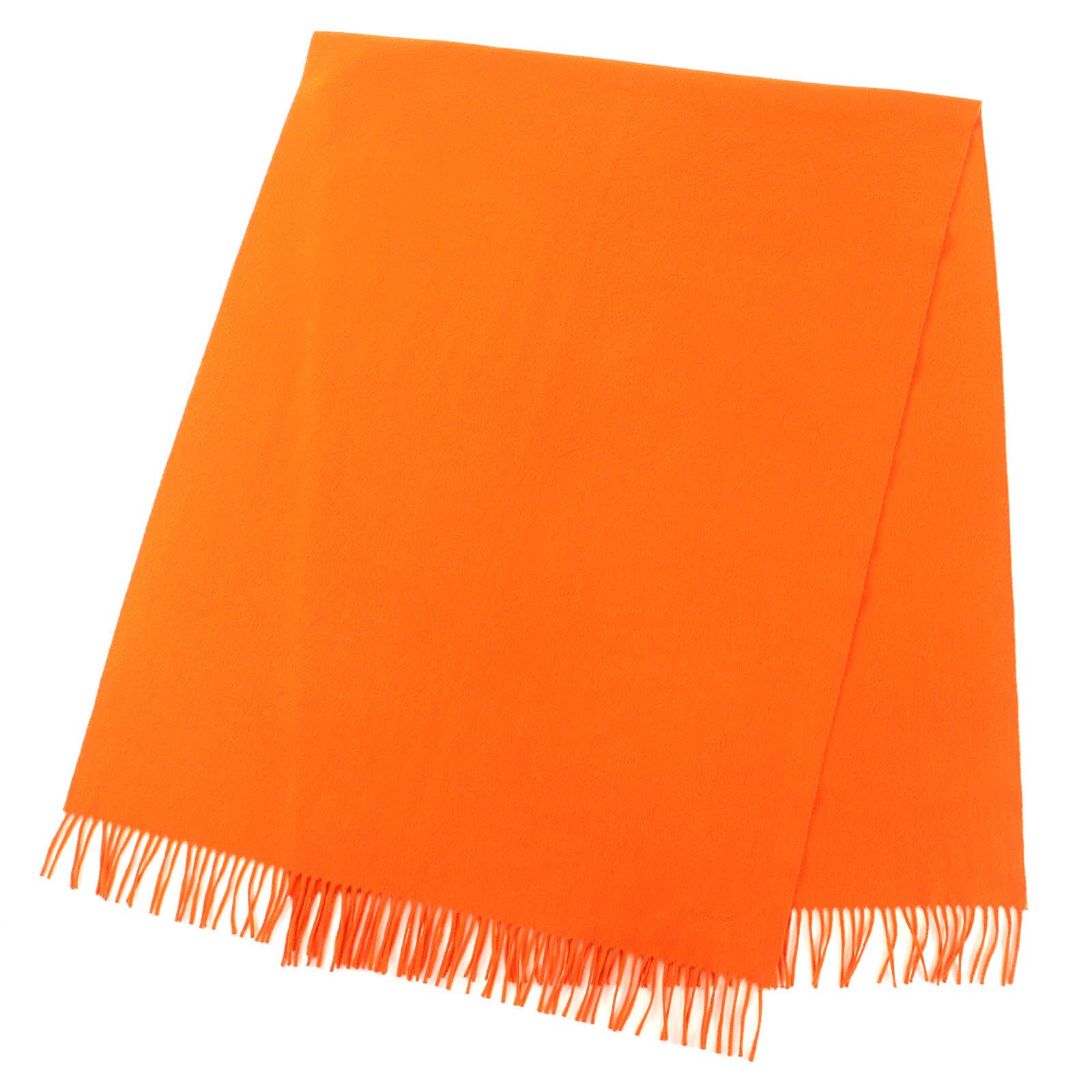 HERMES カシミヤ100%大判 マフラー ストール オレンジ HERMES - エルメス 大判ストール マフラー カシミヤ100％ オレンジ