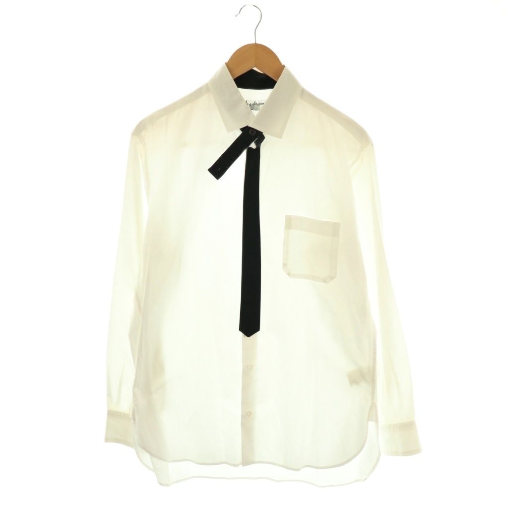 ヨウジヤマモトプールオム YOHJI POUR HOMME フェイクタイブロード 長袖シャツ 3 ホワイト ブラック HQ-B 11-801 |CX OS