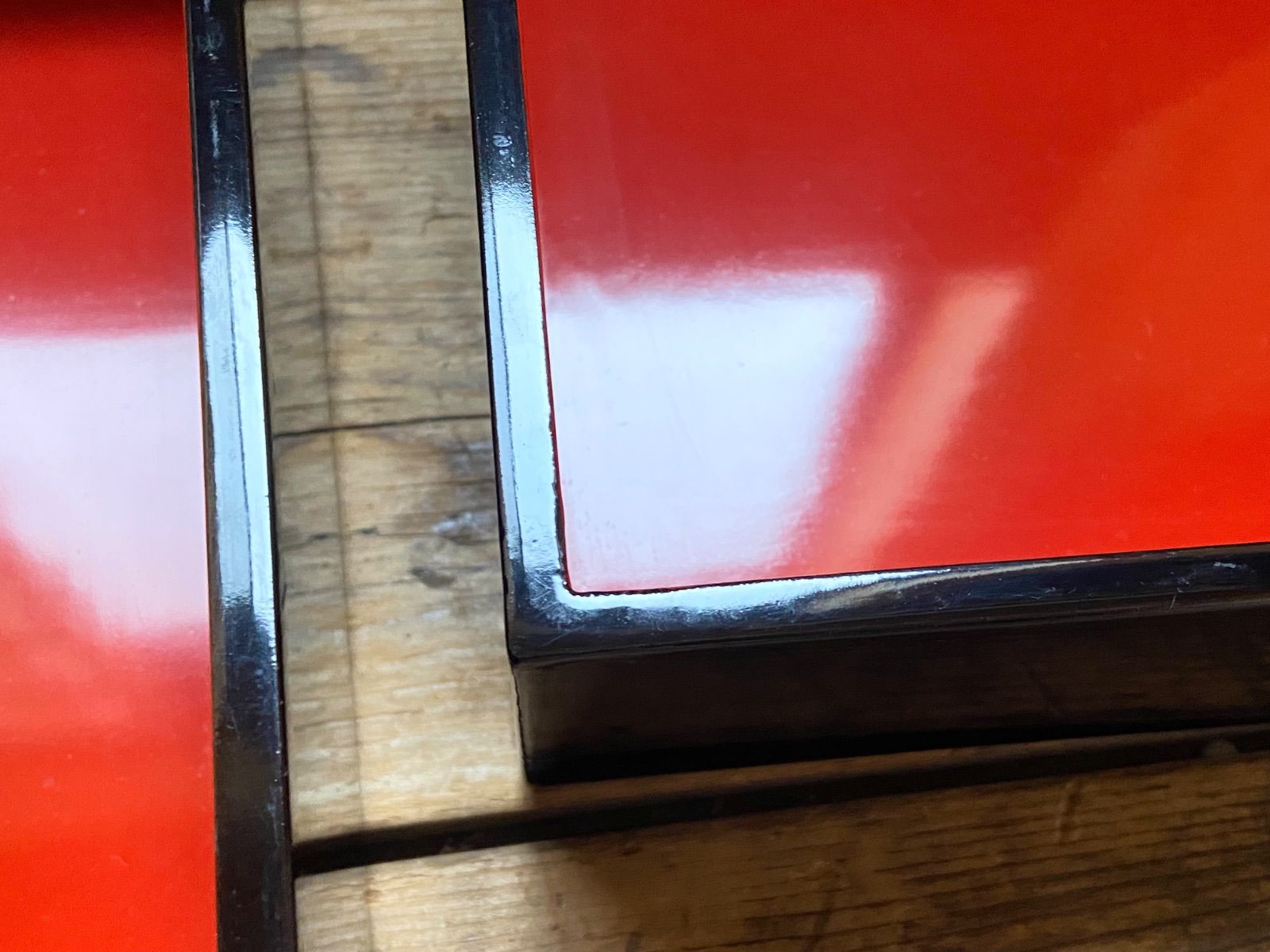 能登に伝わる古民藝 時代物 輪島塗 黒内朱塗 重箱 御重 お弁当箱