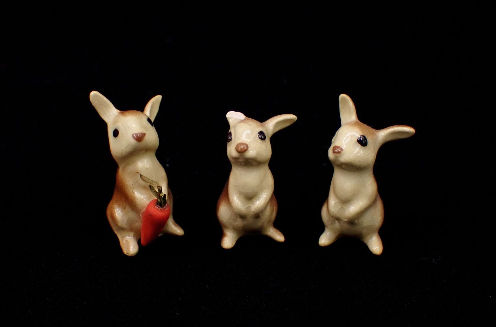 △08 Hagen-Renaker ヘイゲンリネカー ウサギ/ラビット 3体△ブラウン