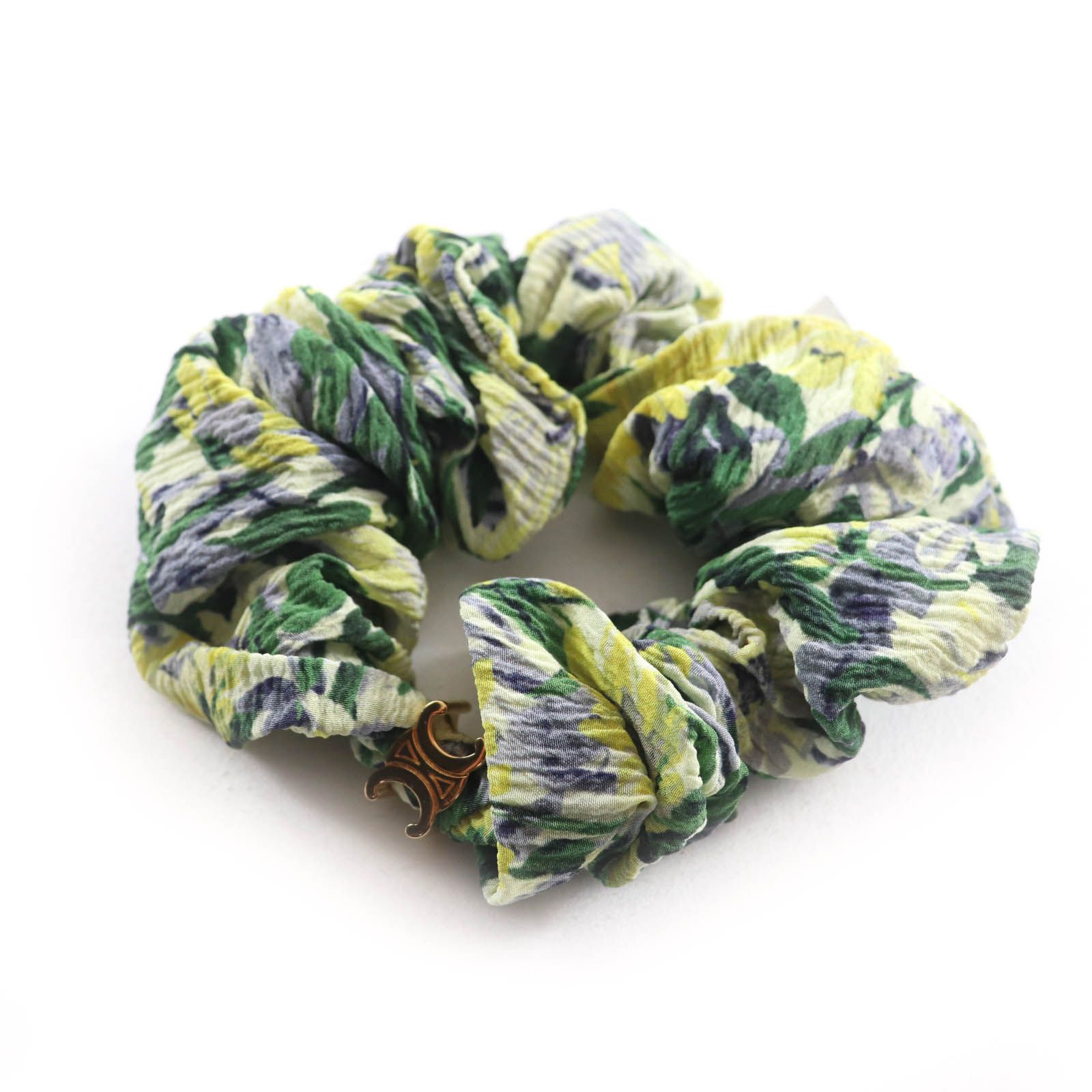 美品☆CELINE セリーヌ 460AH2SIB シルク100％ トリオンフ シュシュ 花