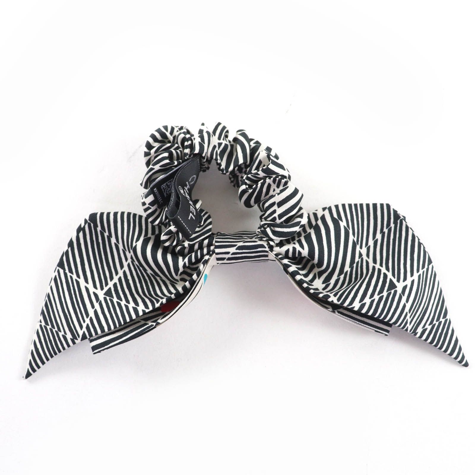 極美品☆CHANEL シャネル AAA057 シルク100％ ココマーク ストライプ柄