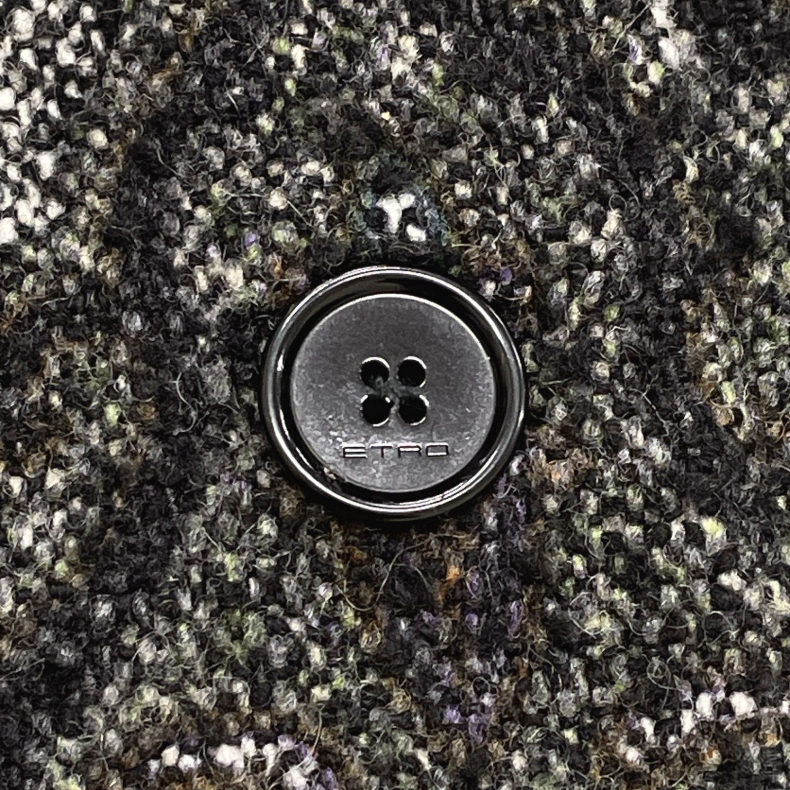 ETRO エトロ ロングコート ノーカラー 総柄 ウール グレー イタリア製