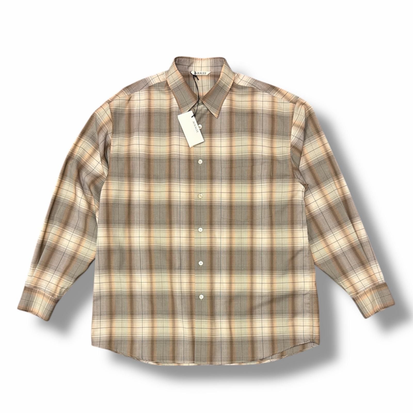 参考上代49500円 未使用 AURALEE 25SS SUPER LIGHT WOOL CHECK SHIRT
