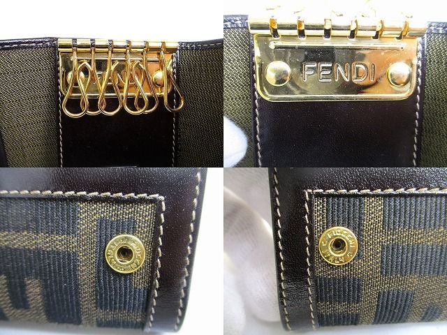  フェンディ FENDI ズッカ キャンバス ゴールド金具 6連 キーケース キーリング メンズ レディース キーケース 小物