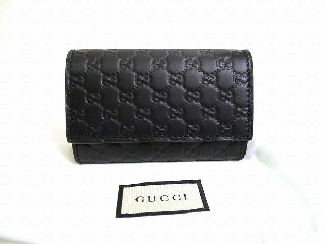 グッチ GUCCI GG マイクログッチシマ レザー シルバー金具 6連 キーケース キーリング メンズ レディース