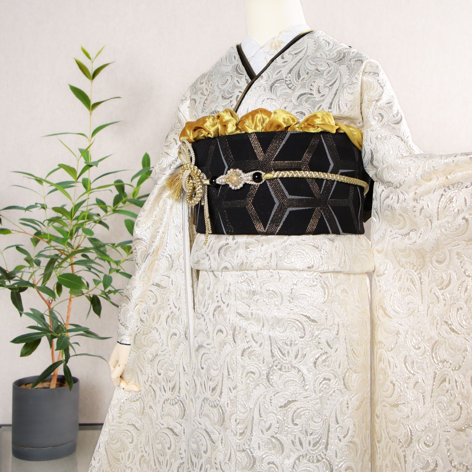 LLサイズ ジャガード×ホワイトゴールド