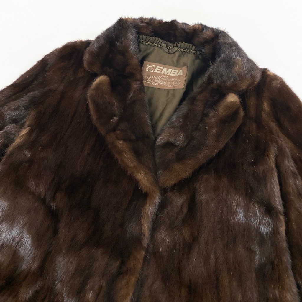 70L15 EMBA エンバ デミバフミンク 裾フリル 超ロングコート 丈118cm