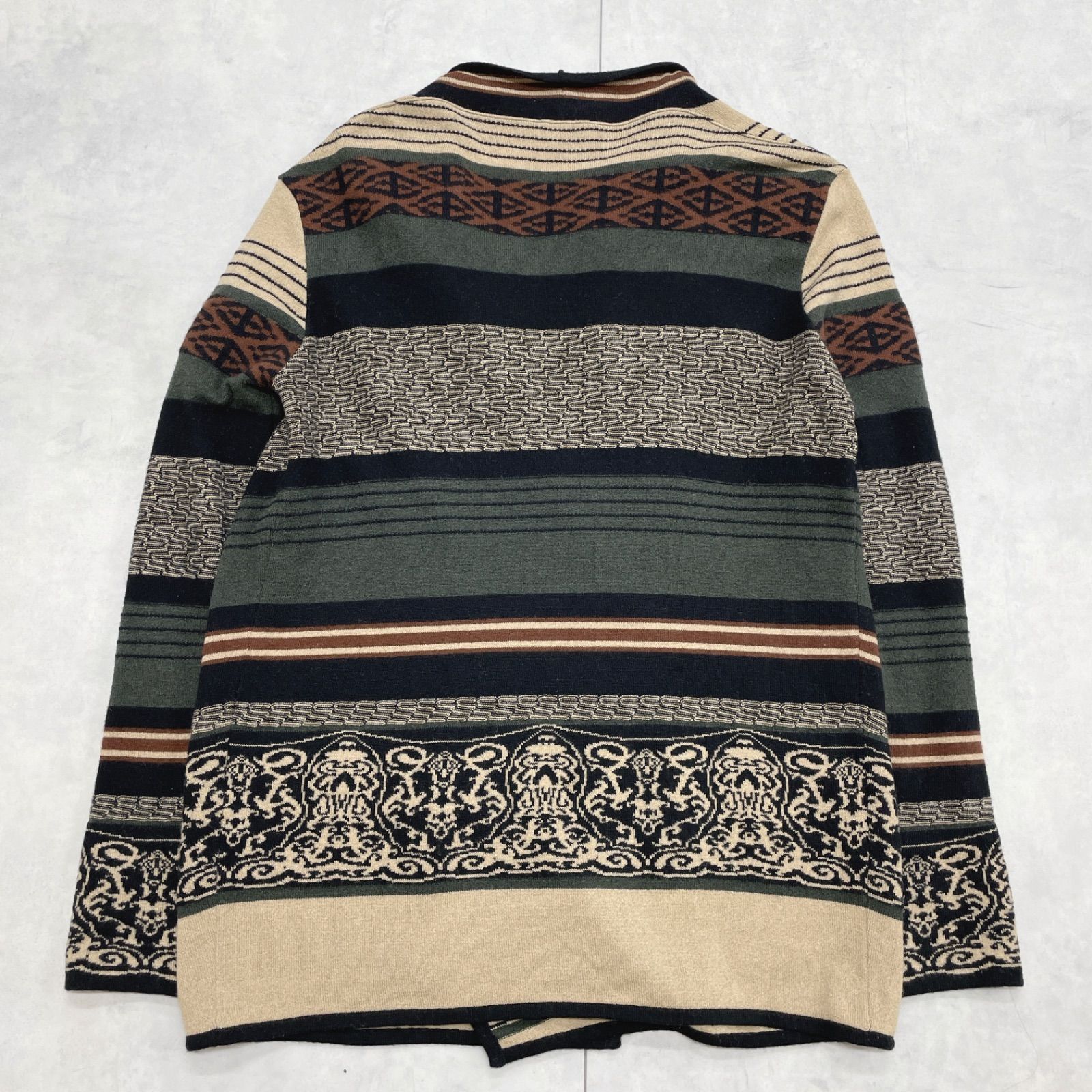 ETRO エトロ カーディガン ニット 総柄 カシミヤ アンゴラ ドレープ マルチ イタリア製 レディース 44