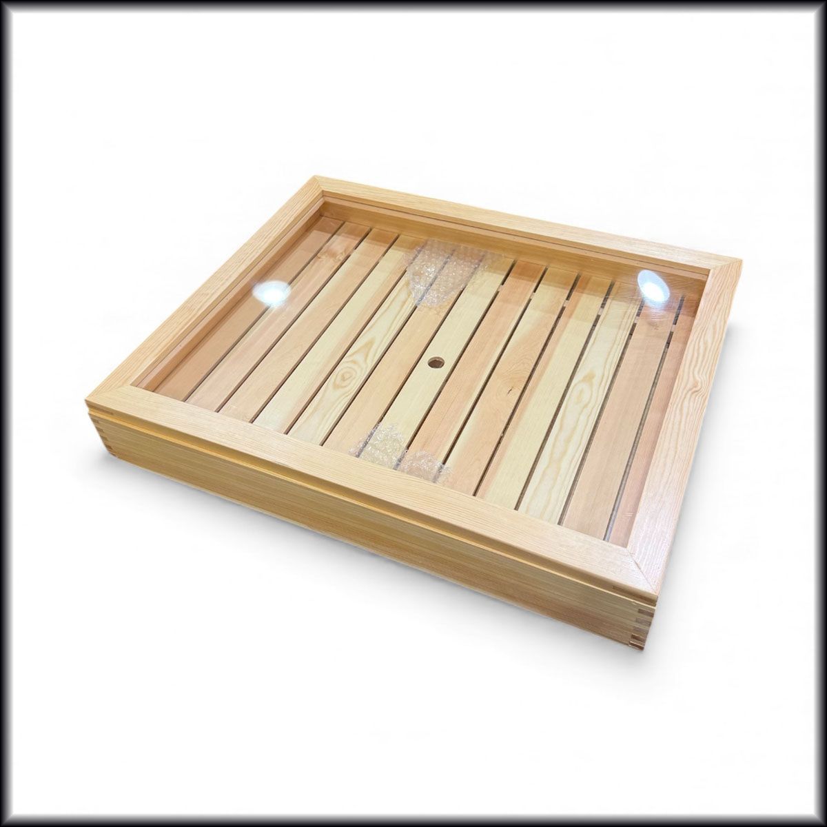 ◇ネタケース◇木製 寿司ネタ ネタ箱 目皿 アクリル蓋付 48×60cm