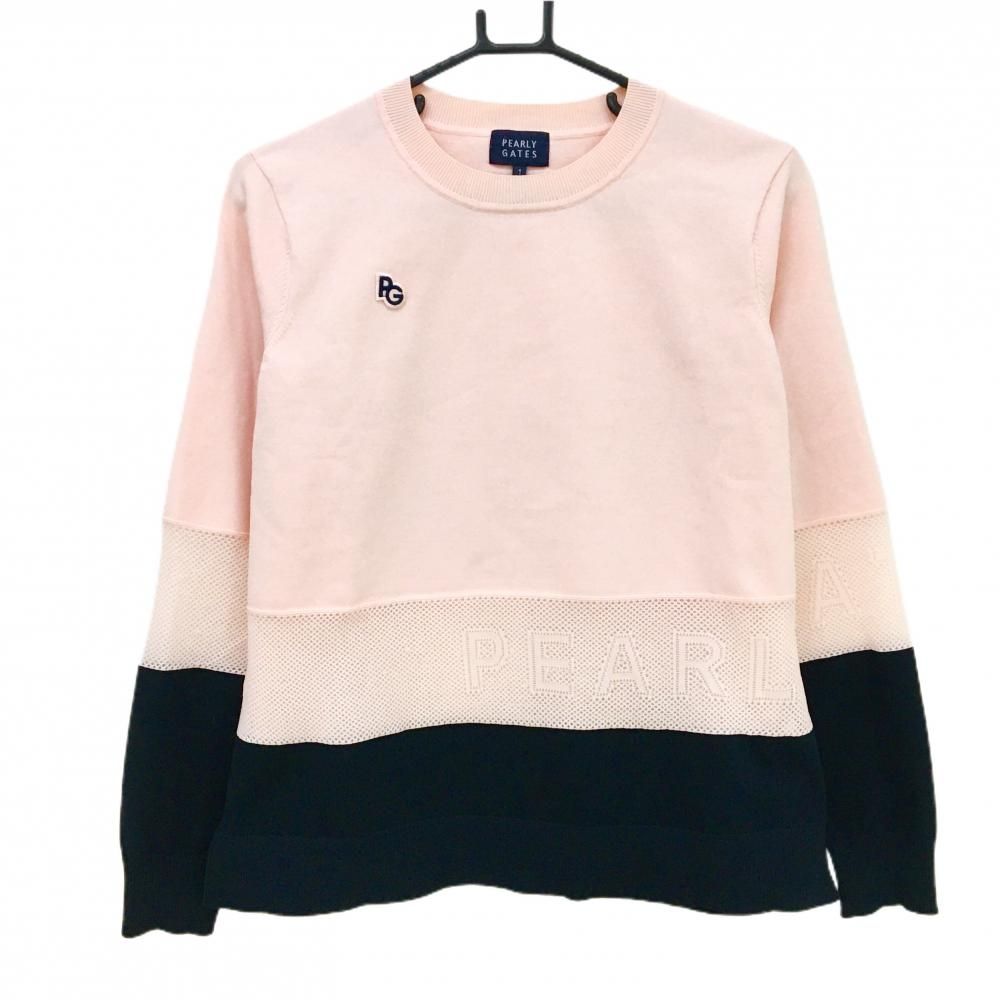 パーリーゲイツ セーター ピンク×ネイビー 一部メッシュ ニット レディース 1 M ゴルフウェア PEARLY GATES