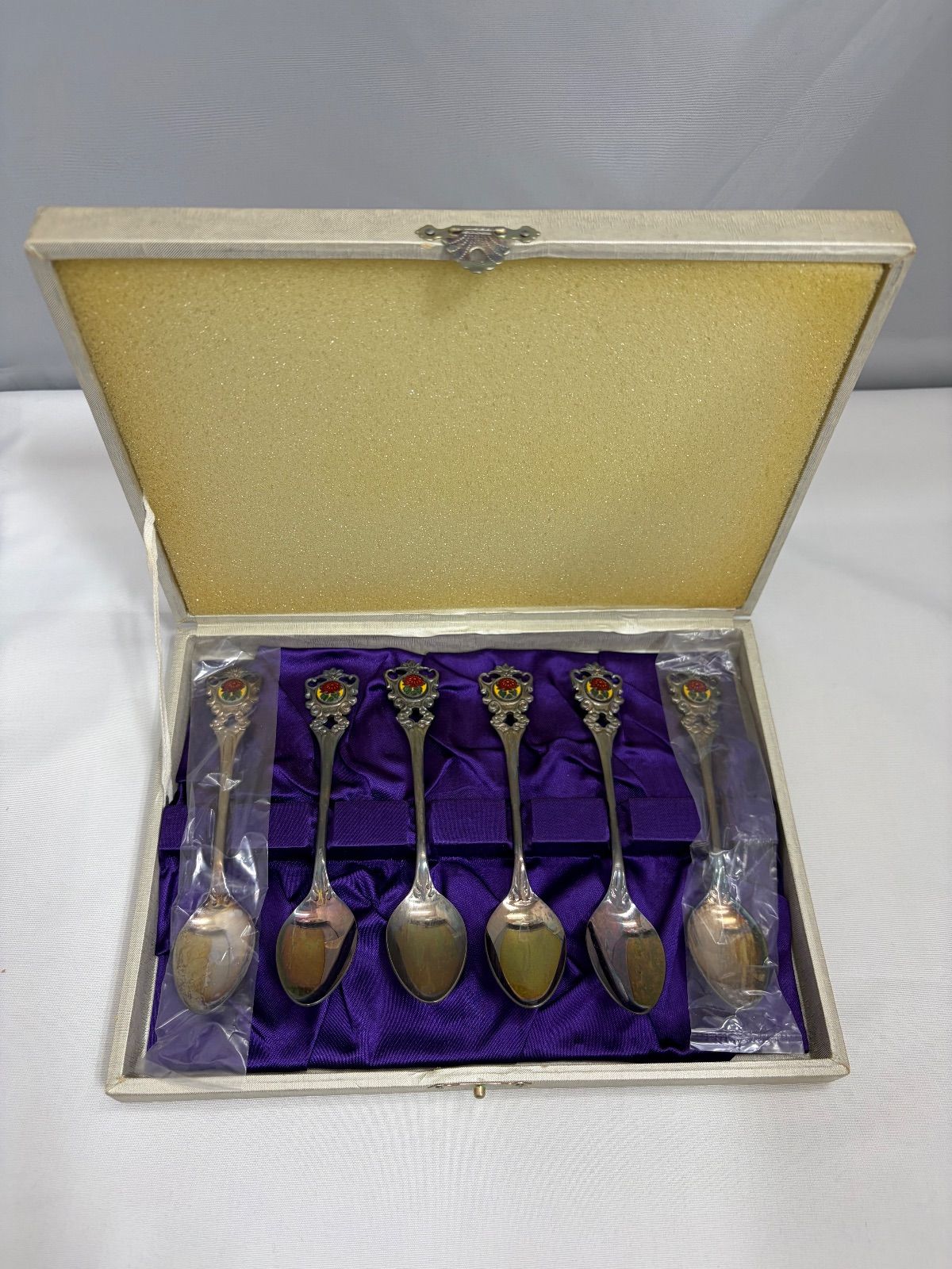 七宝焼スプーン 6本セット 菊 ニッケルシルバー ビンテージ - メルカリ