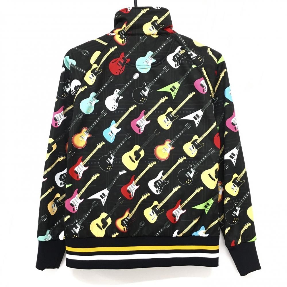 超 ラウドマウス ジャケット 黒×マルチ エレキギター総柄 ロックスター 裏起毛 レディース M ゴルフウェア LOUDMOUTH