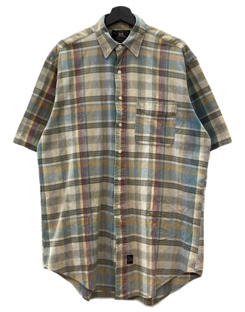 ダブルアールエル RRL 90 s CHECK SHIRT チェック 半袖 シャツ ポケット ボタン 三ツ星タグ Ralph Lauren 半袖シャツ マルチ Mサイズ 104 MT 2366