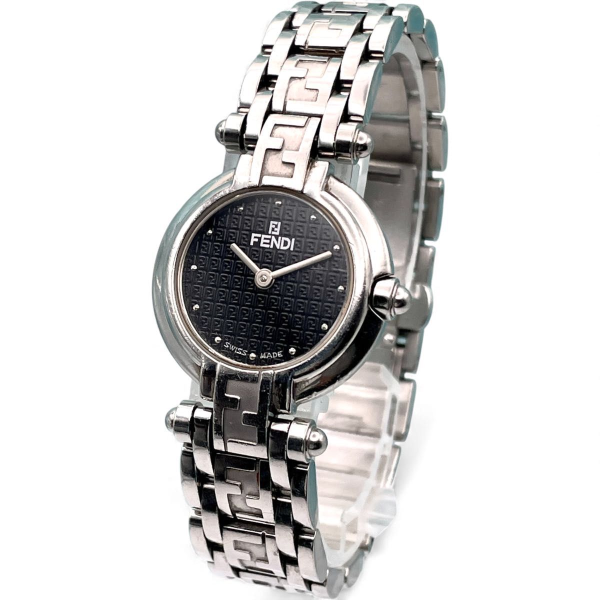 FENDI フェンディ 750L 黒文字盤 ズッカ柄 オロロジ レディース 美品 □ 稼働FENDI フェンディ 750L オロロジ ズッカ 黒文字盤