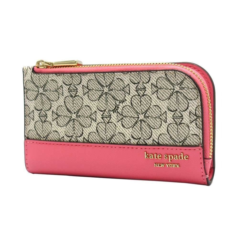 ケイトスペード 財布 二つ折り財布 札入れなし kate spade YORK スペードフラワー スモール スリム バイフォールド ウォレット KI 676 650 ベージュ系 ピンク系 アウトレット レディース