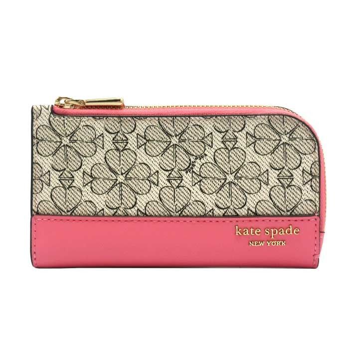 ケイトスペード 財布 二つ折り財布 札入れなし kate spade YORK スペードフラワー スモール スリム バイフォールド ウォレット KI 676 650 ベージュ系×ピンク系 アウトレット レディース