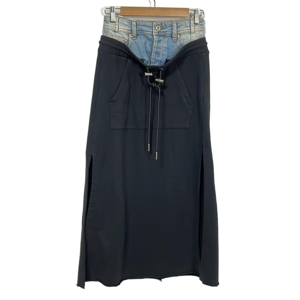 DIESEL ディーゼル ロングスカート サイズXS レディース 黒 ライトブルー デニム