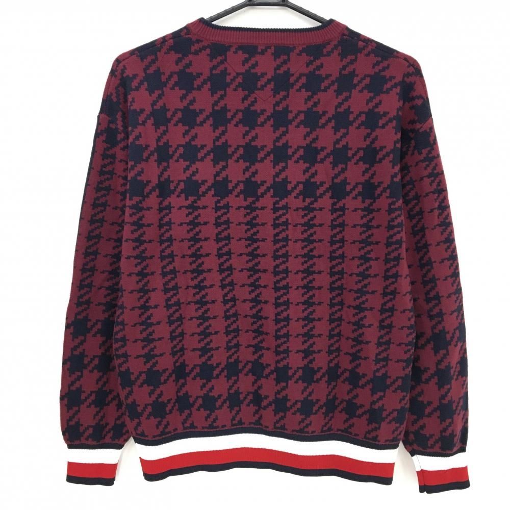 超美品】トミーヒルフィガー セーター ボルドー×ネイビー 千鳥格子