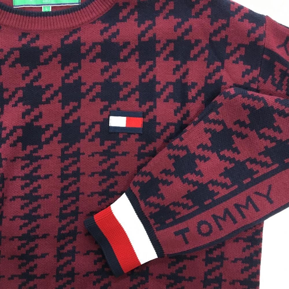 超美品】トミーヒルフィガー セーター ボルドー×ネイビー 千鳥格子