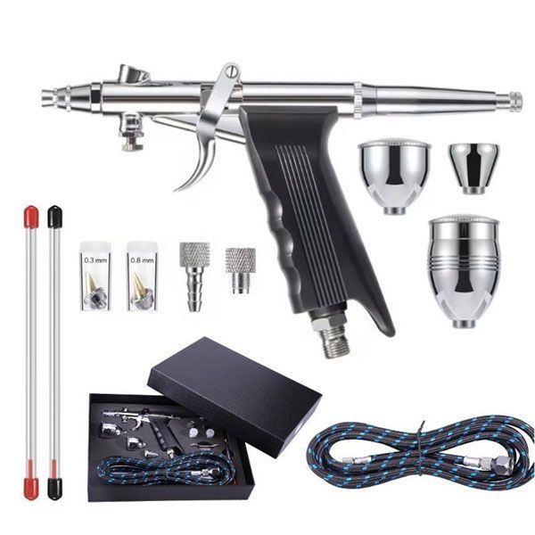 トリガー式 エアブラシセット重力式 エアー スプレーガン 0.3／0.5