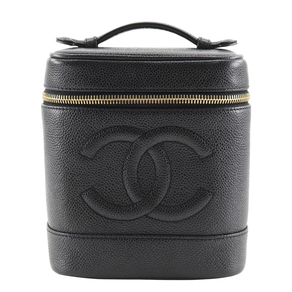 CHANEL シャネル バニティ ハンドバッグ A 01998 キャビアスキン 黒 レディース ポーチ