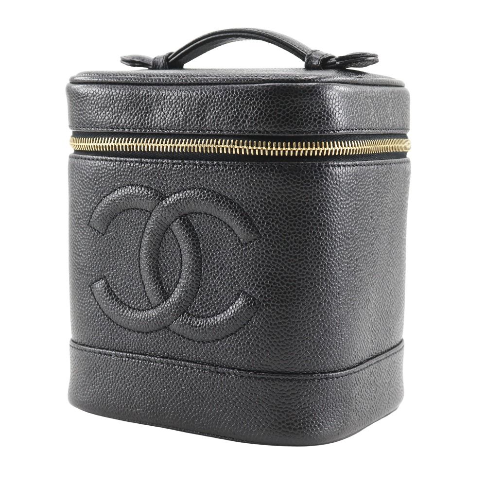 CHANEL シャネル バニティ ハンドバッグ A 01998 キャビアスキン 黒 レディース ポーチ