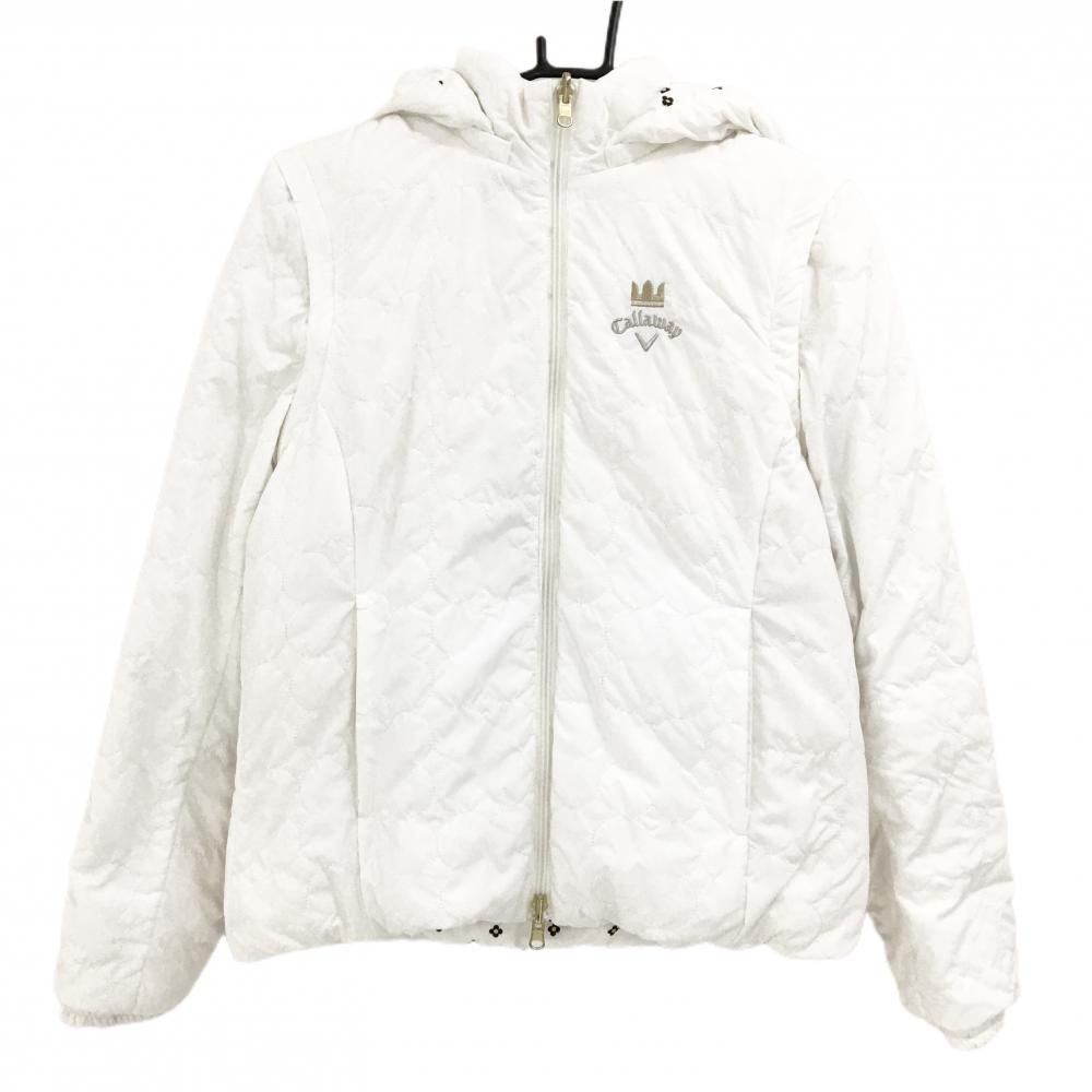 キャロウェイ リバーシブルダウンジャケット 白 キルティング 裏花柄