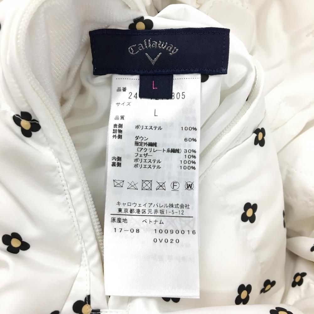 キャロウェイ リバーシブルダウンジャケット 白 キルティング 裏花柄