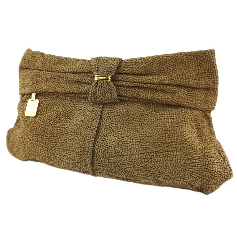 【X'masセール★30%OFF】ボルボネーゼ BORBONESE クラッチバッグうずら柄 redwallタグ付き ベージュ ブラウン ゴールド レディース 中古 最大30％OFF☆クリスマスSALE】ボルボネーゼ BORBONESE クラッチバッグ
