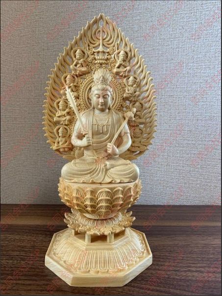 仏像 虚空蔵菩薩像 檜木 木彫 仏具 (約)高28cm×幅12cm×奥行12cm 仏像 虚空蔵菩薩像 虚空蔵菩薩 檜木 木彫 仏具 (約)高28cm×幅12cm×奥行