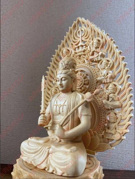 仏像 虚空蔵菩薩像 虚空蔵菩薩 檜木 木彫 仏具 (約)高28cm×幅12cm×奥行