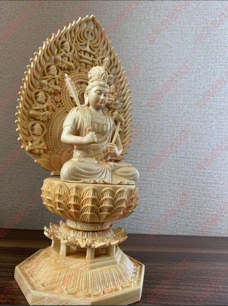 仏像 虚空蔵菩薩像 虚空蔵菩薩 檜木 木彫 仏具 (約)高28cm×幅12cm×奥行